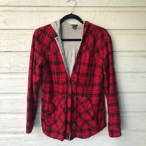 Plaid Button Up Sweatshirt